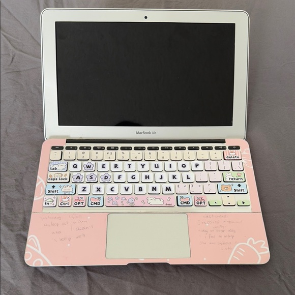 MacBook Air with Pink Keyboard Cover